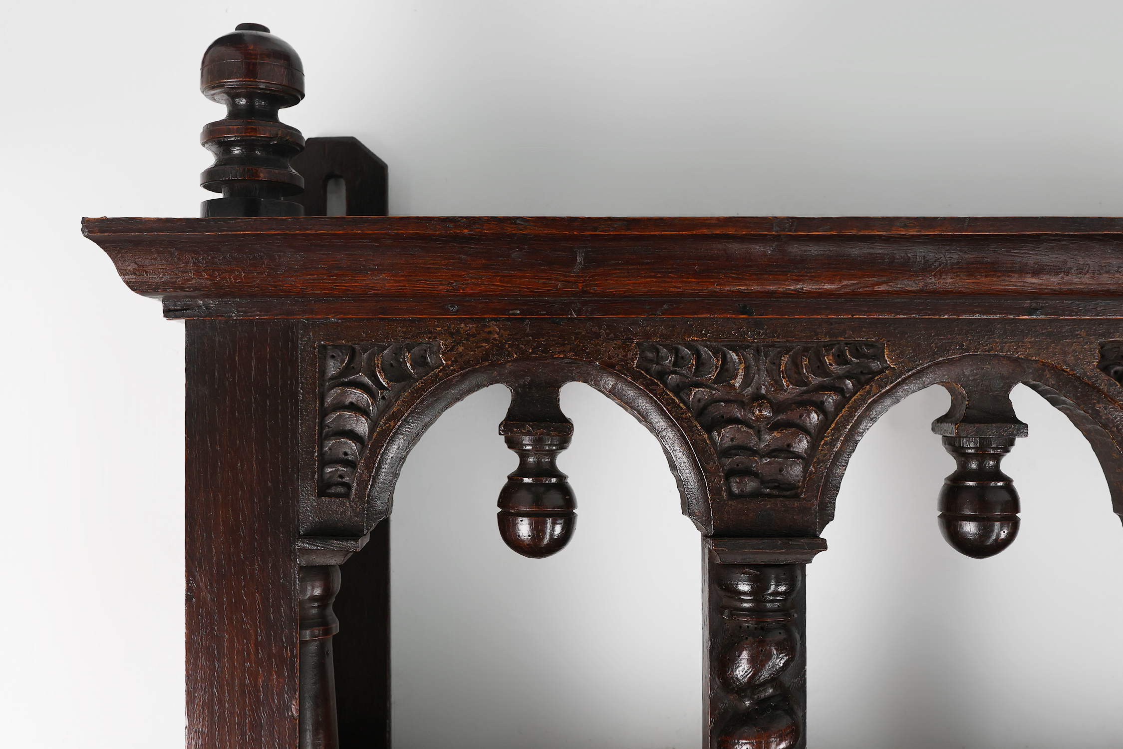 16th Century gothic style hand carved wall mount rack thumbnail